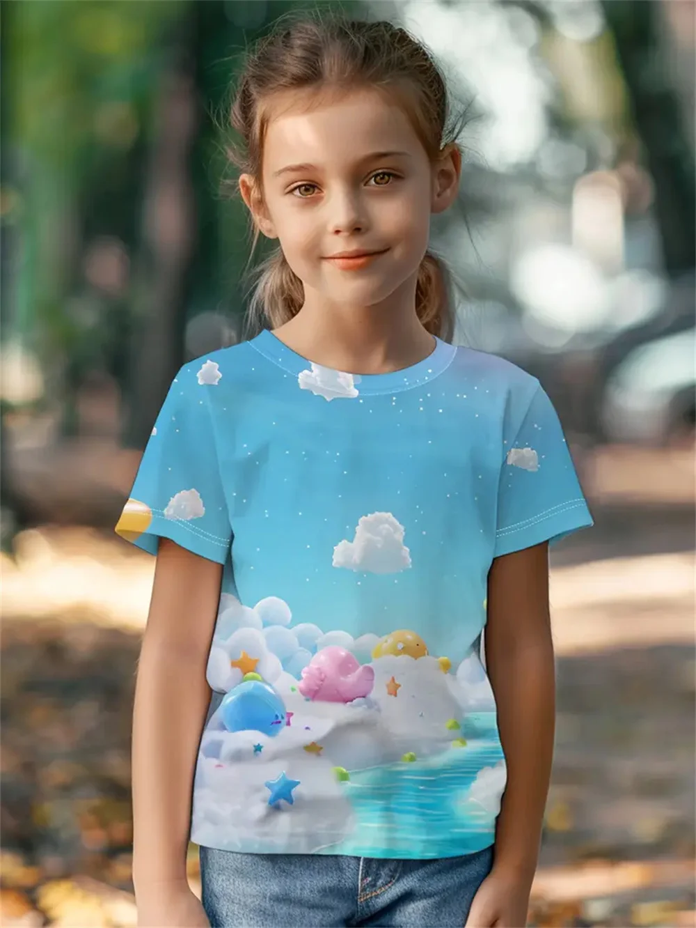 女の子の3DアニマルプリントTシャツ,半袖トップス,カジュアルなパーティーウェア,新しいファッション,面白い,2022