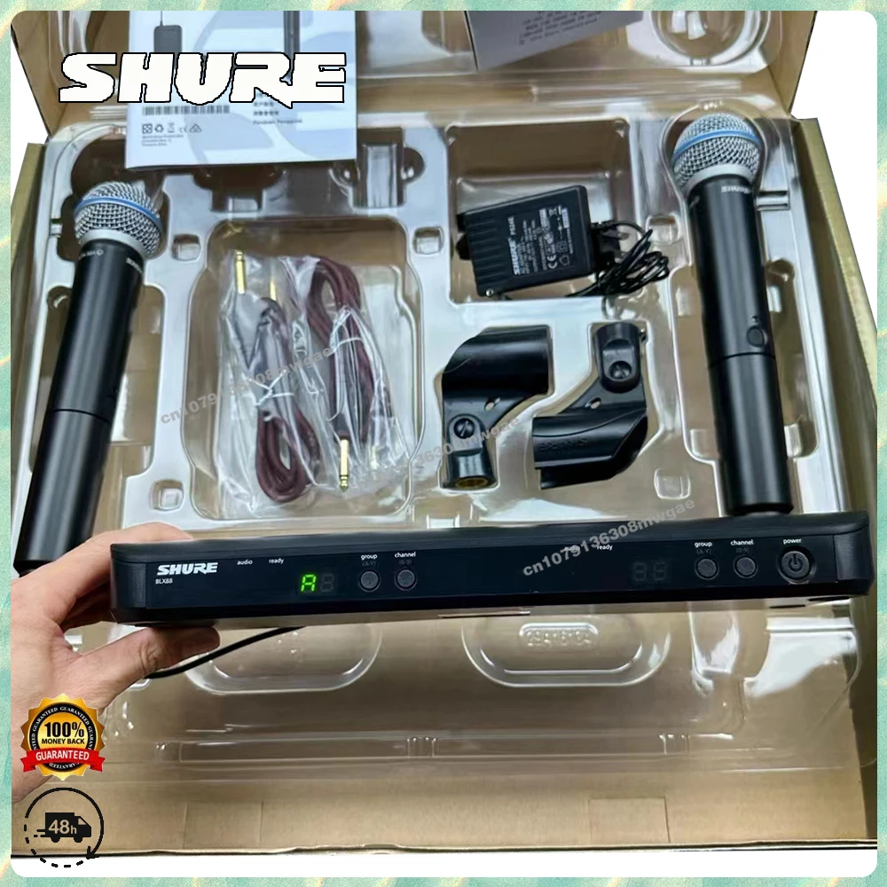 SHURE BLX288 BETA58A Wireless Microphone Dual Vocal System with 2 BETA58A Handheld Professional UHF 640-690MHZ Microphone