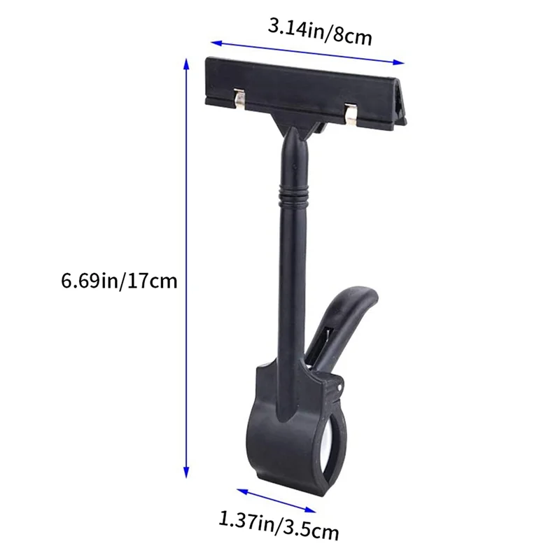 20PCS Adjustable Plastic Sign Holder,Clip-On Style Double Head Display Clips Rotating Reuse Sign Price Tag For Store