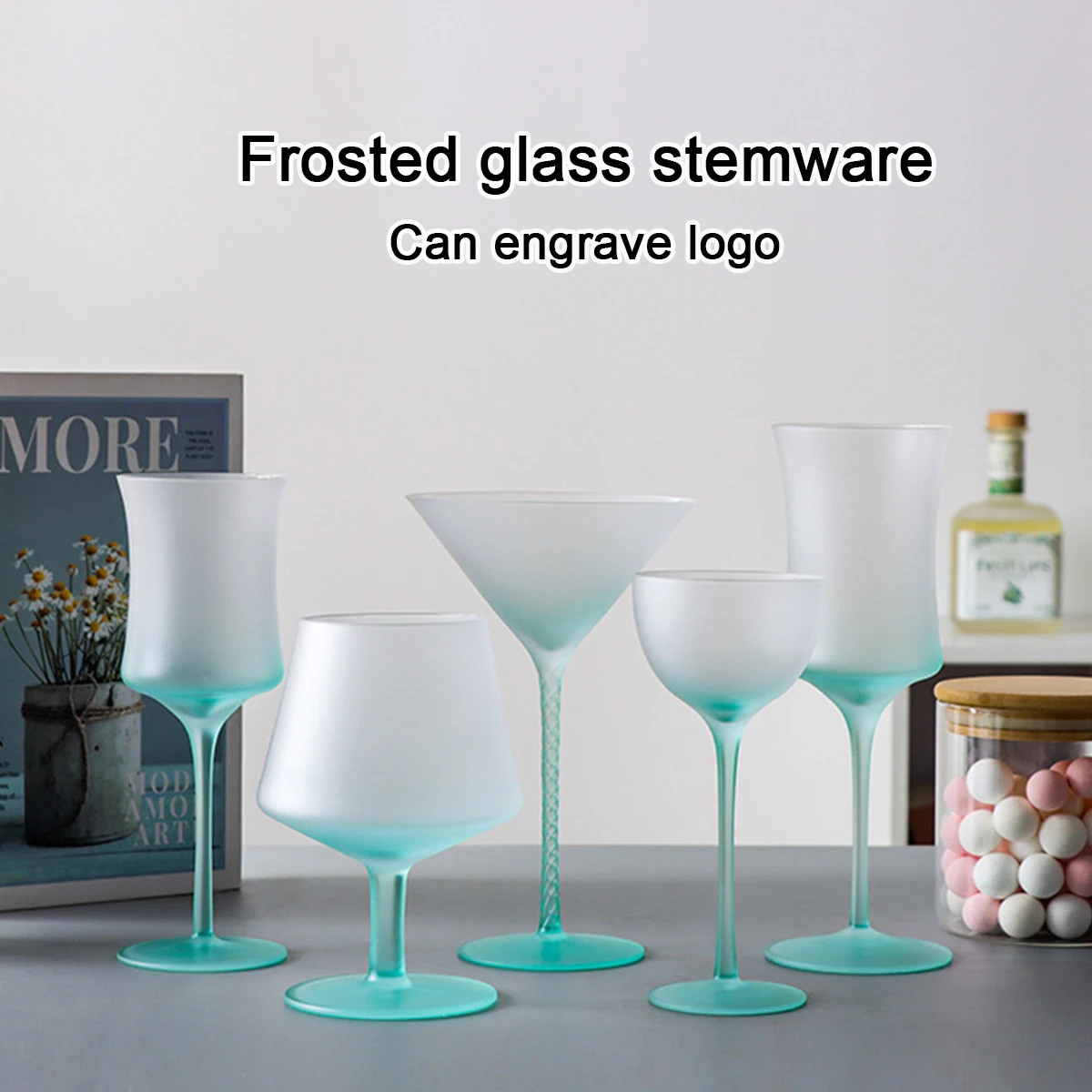 (Can Engrave Logo) Frosted Crystal Colored Brandy Glasses, Home Goblets, Party Liqueur Glasses, Bar Red Wine Cup, Cocktail Glass