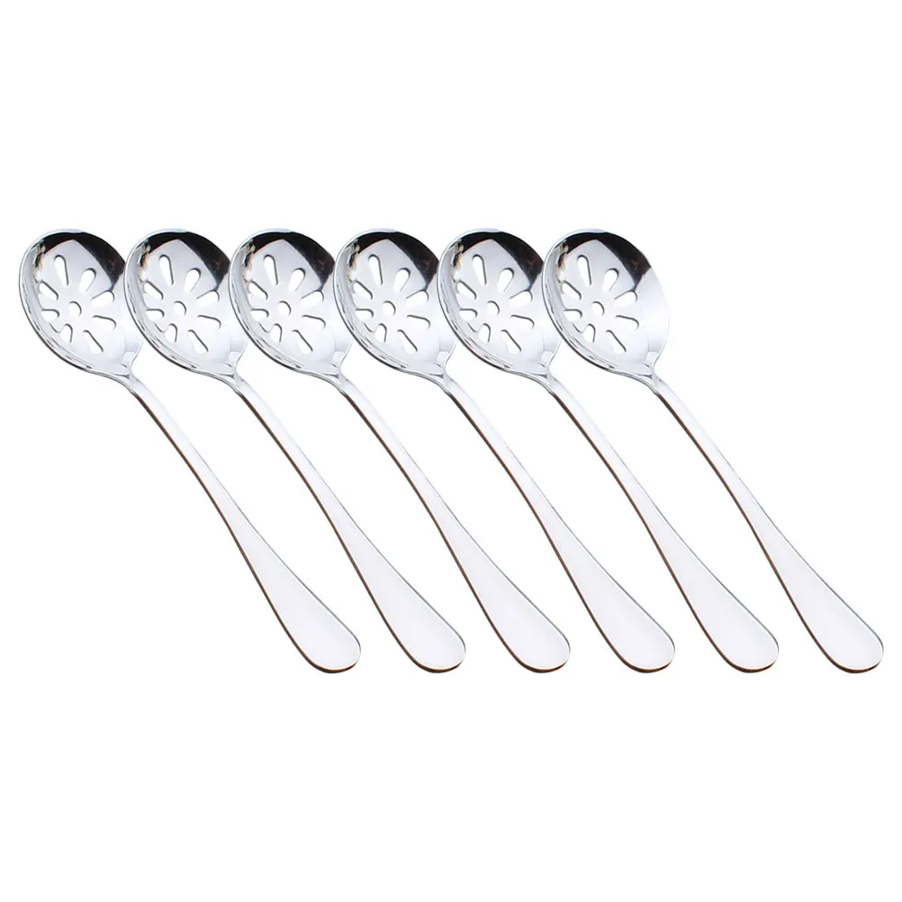 

6pcs Slotted Serving Spoons Spoons Stainless Steel Kitchenware Caviar Household Serving Utensils Portable Daily Use