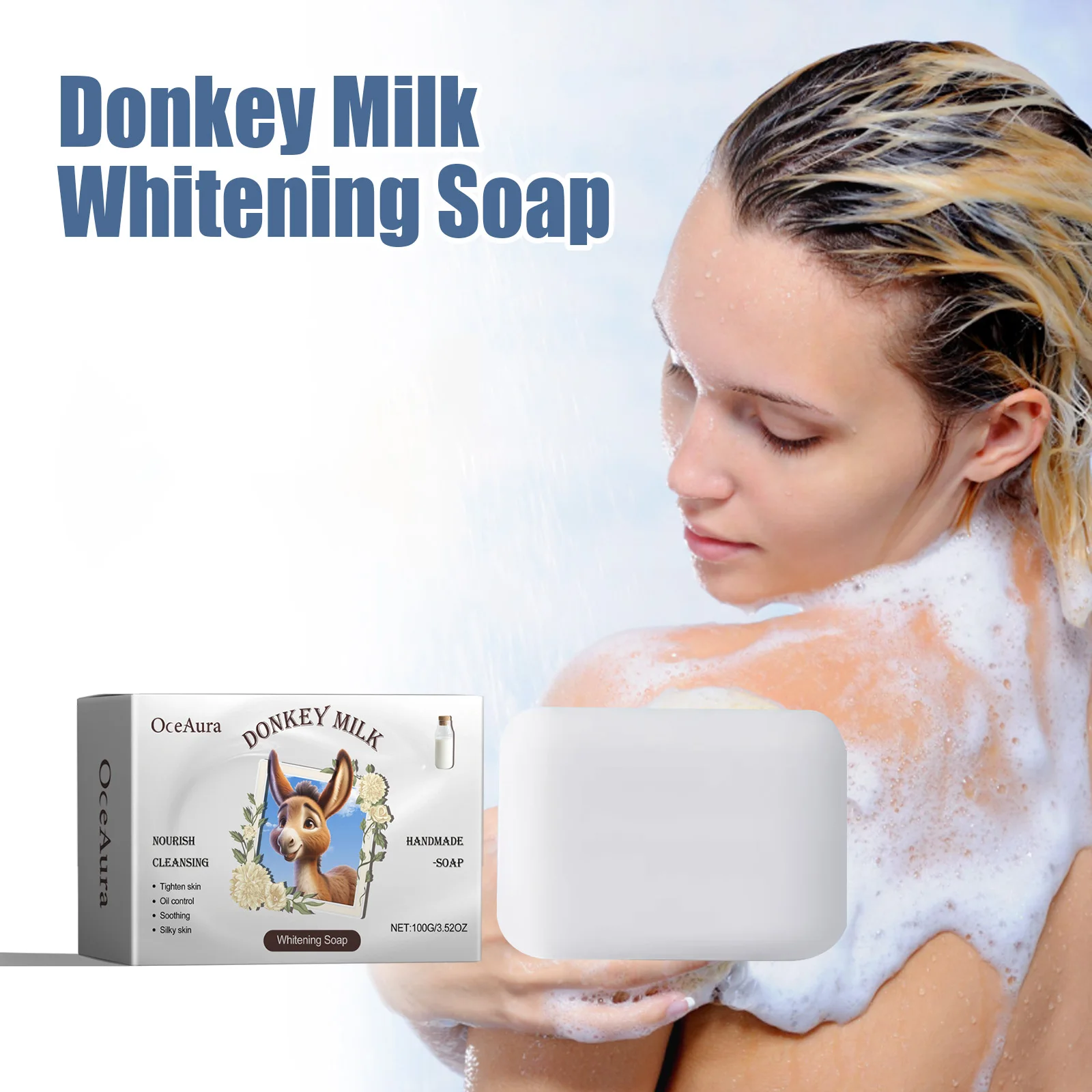 Body Cleansing Soap Moisturizing Nourishing Skin Improve Dullness Donkey Milk Soap Oil Control Exfoliator Natural Handmade Soap