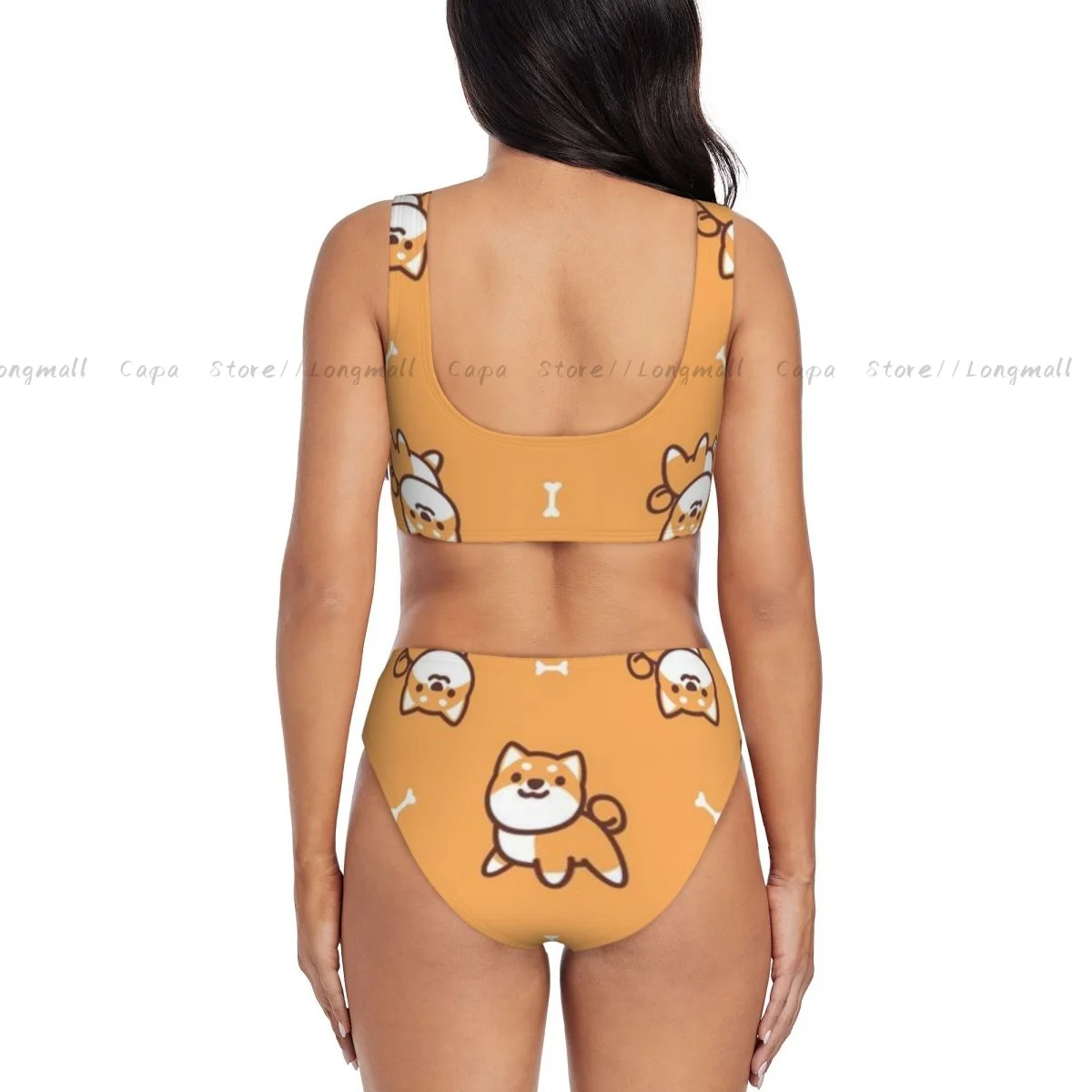 Conjunto de Bikini para mujer, bonito traje de baño con perro Shiba, traje de baño femenino con realce