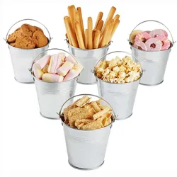Large Galvanized Metal Buckets with Handle 12.8*11.5CM- Unique Goody Baskets, Great for Party Favors, Party Accessories