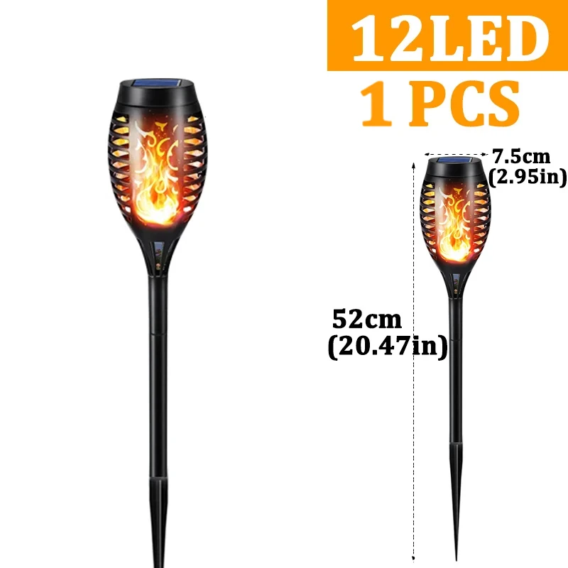 ZTree 100LED Solar Garden Decor Torch Light Flickering Flame IP65 Waterproof Black 6