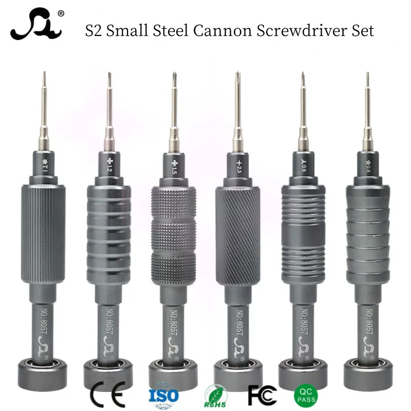 

Durable SMALL STEEL CANNON Screwdriver Set 6-in-1 Magnetic Bits for Cross/Hex/Triangular Screws Ergonomic Aluminum Handle