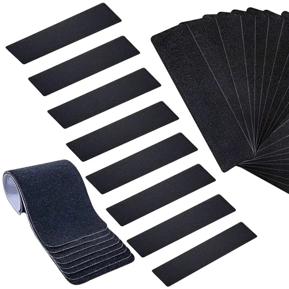 6pcs Black Abrasive Anti-Slip Stair Strip Stickers for Wooden, Concrete Stairs, Prevent Slipping Falls YMY