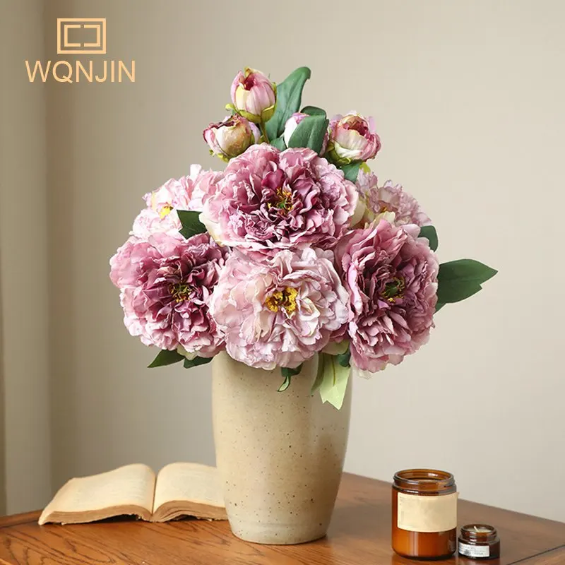 WQNJIN High-end Big Peonies Flores Artificiales for Home Wedding Decor Artificial Flower For Christmas New Year Fall Decoration