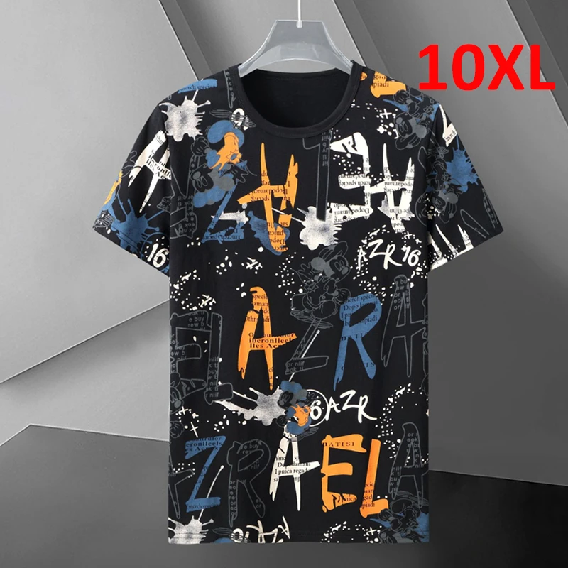 Big Size 10XL T Shirts 2022 Summer Tshirts Men Fashion Casual Plus Size Tops Tees Letter Graffiti Short Sleeve T-shirt Male