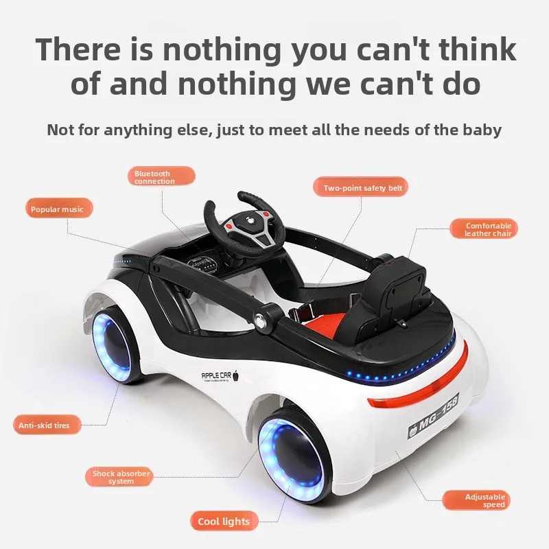 Science fiction four-wheel flash remote control, battery car, car can seat boys and girls charging and swinging