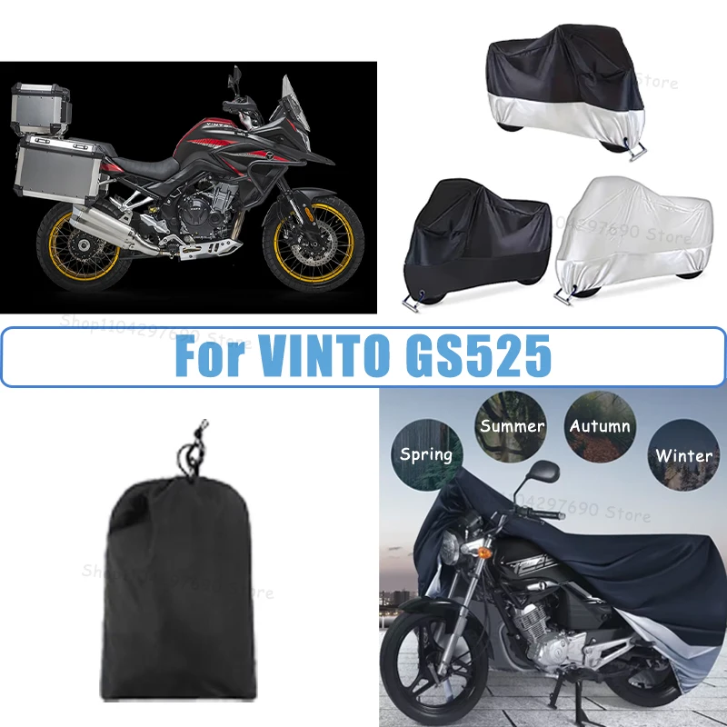210D Oxford Motorcycle Cover Waterproof All Season UV Protection For VINTO GS525 Anti-Tear Windproof Motorbike Cover