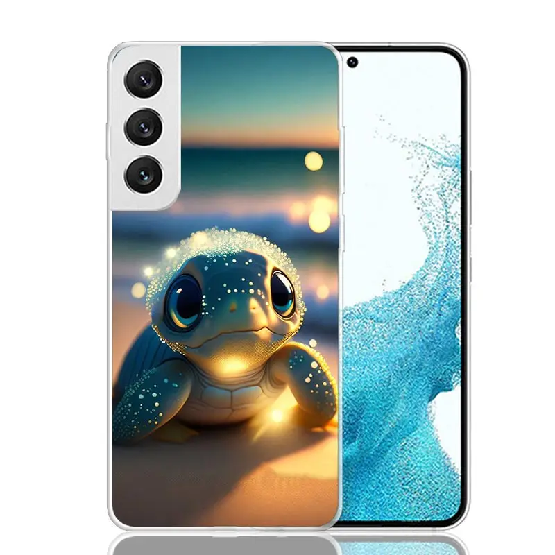 Cartoon Sea Turtle Tortoise Phone Case For Samsung Galaxy S25 S24 S23 S22 S21 FE S20 Ultra S10 Plus Art Customized Coque Capa S2