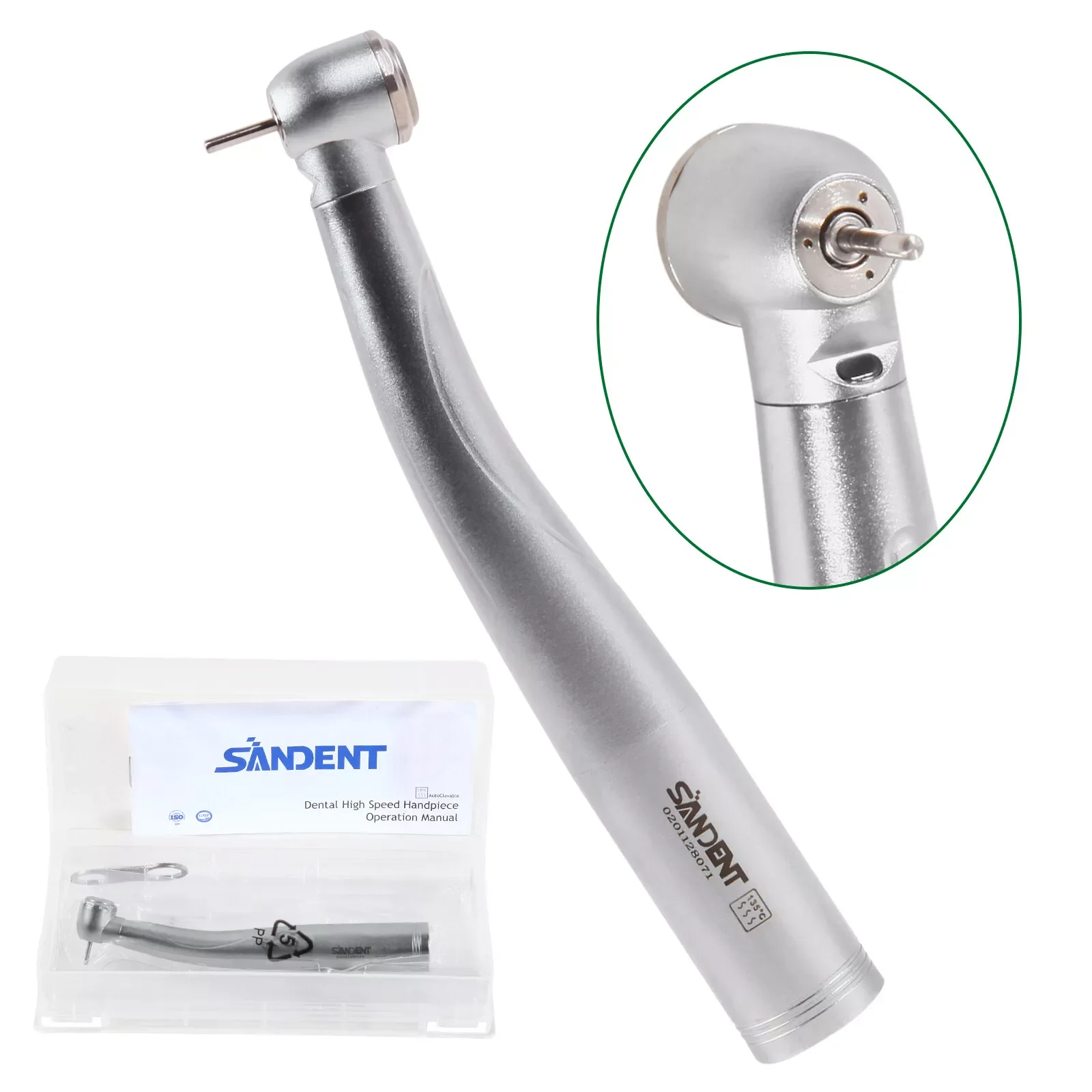 Dental LED Large Head Fiber Optic Air Turbine Push Button Triple Water Spray High Speed Handpiece fit Kavo Multiflex Lux Coupler