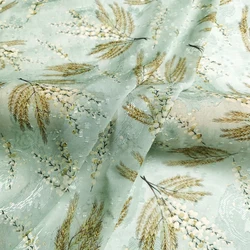 1 meter X 1.48 meter Leaf Jacquard Chiffon Fabric For Wedding Gown