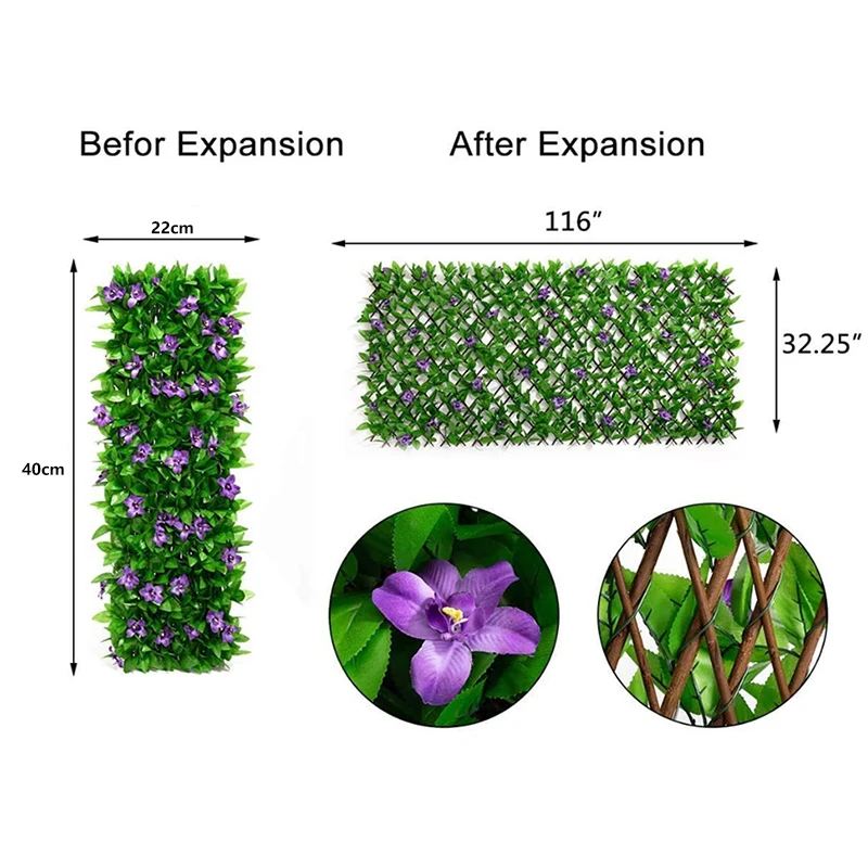 Kunstmatige Hedge Screening Met Bloemen Uitbreiden Trellis Met Bladeren En Faux Faux Privacy Hek Tuin Trellis Panelen Planten