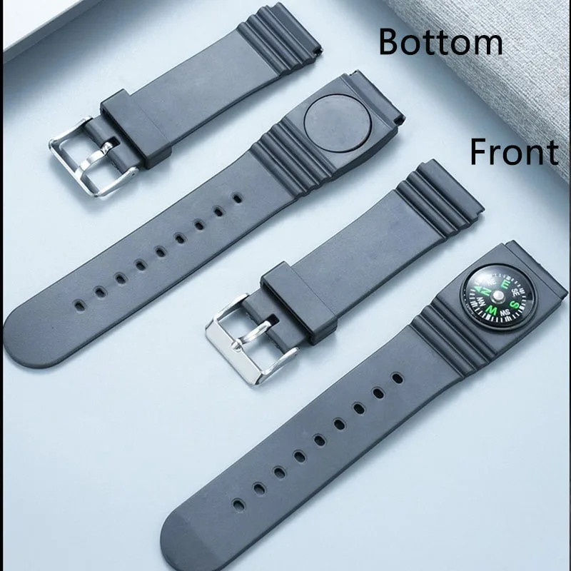 Bracelet de montre en silicone de style boussole pour Seiko NO.5 Citizen, interface plate universelle, bracelet de montre en caoutchouc pour homme, 20 mm 22 mm