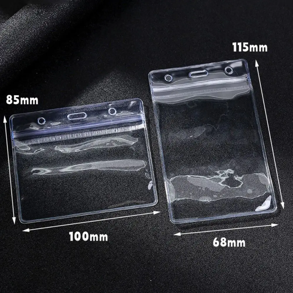 1PC Simple PVC Sealed Card Sleeve Vertical/Horizontal Waterproof Name Card Protector Cover Transparent ID Card Badge Holder