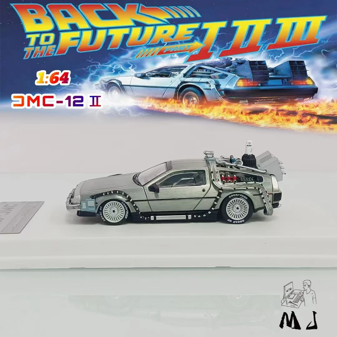 MJ-Collection de modèles de voiture en alliage moulé sous pression, Time Machine, Retour vers le futur, Décoration, Cadeau, 1:64