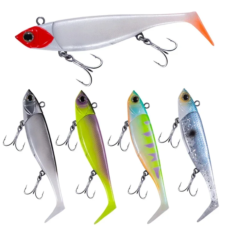 EASYFISH nuevo pez EWE Niuniu 22,5g/38g Wobbler Isca Artificial trémor de alta frecuencia cabeza de Metal cebo suave 95/110mm señuelo suave