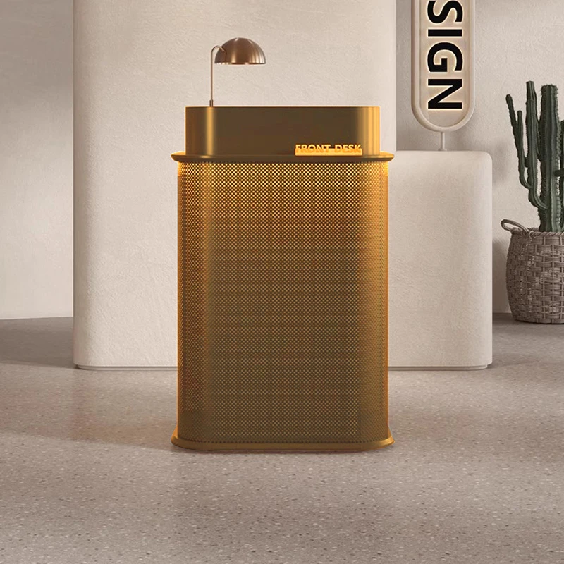 

Decor Brown Front Desk Reception Counter Design Classic Small Reception Desks Modern Clinic Mostrador De Tienda Furniture