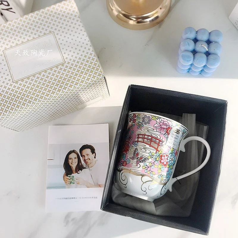 Sakura Mug And Padova Mug Fresh Simple Unique Vintage Hokkaido Bone China European Style For Office Home Drinkware Gift Set