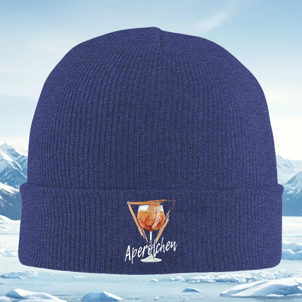 New Cocktail drink,orange slices,ice cubes Men Women Unisex Knitted Hat Beanie Pullover Cap Winter Thermal Warm Christmas Outdoo view 4