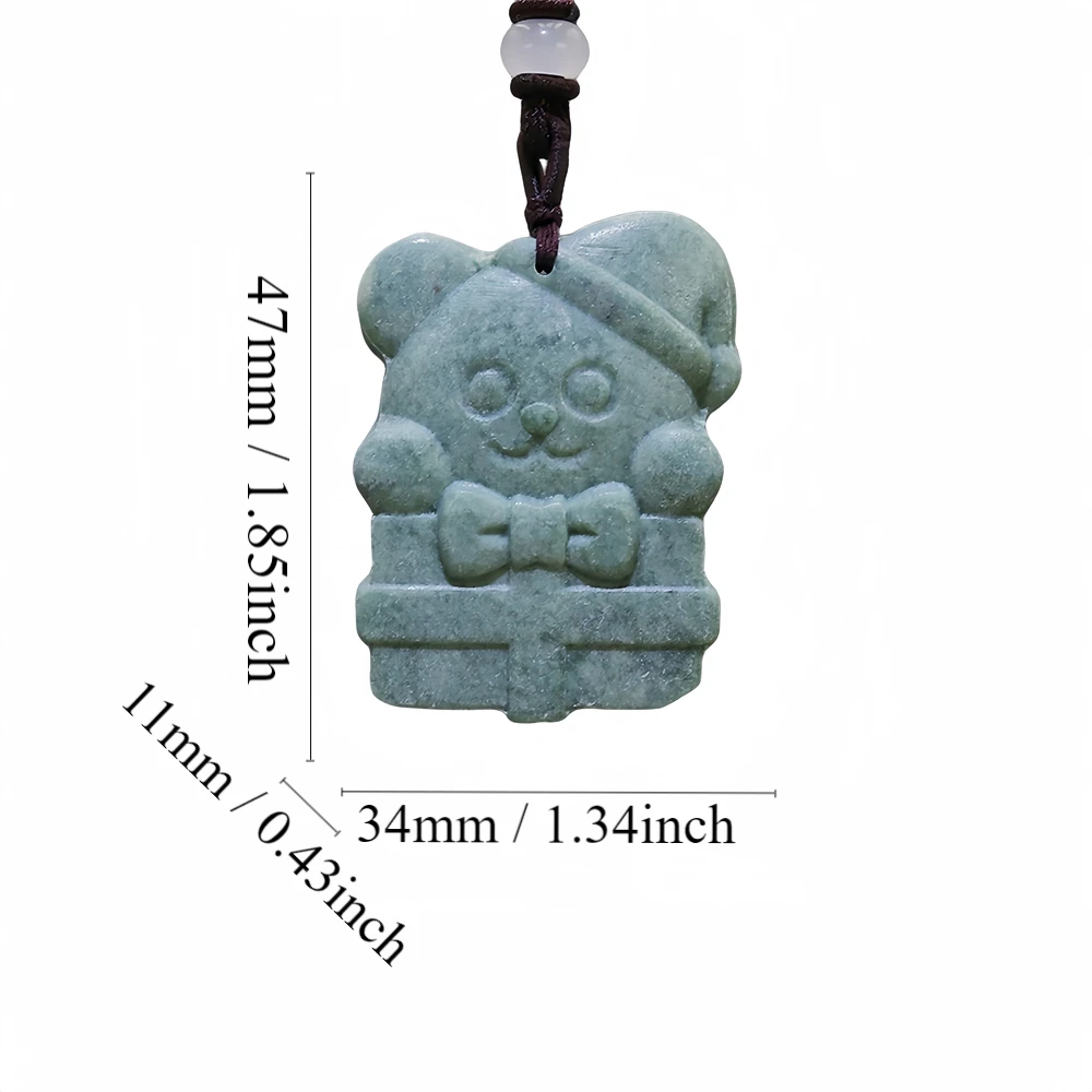 

Natural Real Jade Bear Pendant Necklace Chinese Jewelry Talismans Carved Fashion Vintage Gift Amulet Gifts for Women Men