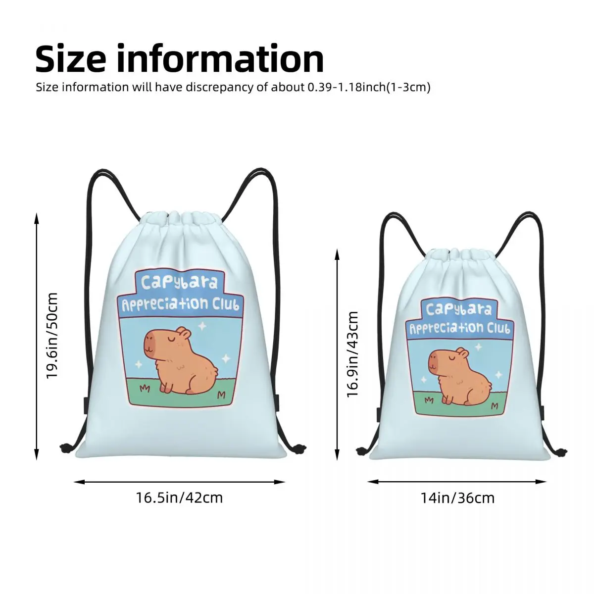 かわいいカピバラ感謝クラブ巾着バックパックスポーツジムバッグストリングサックパックヨガ用