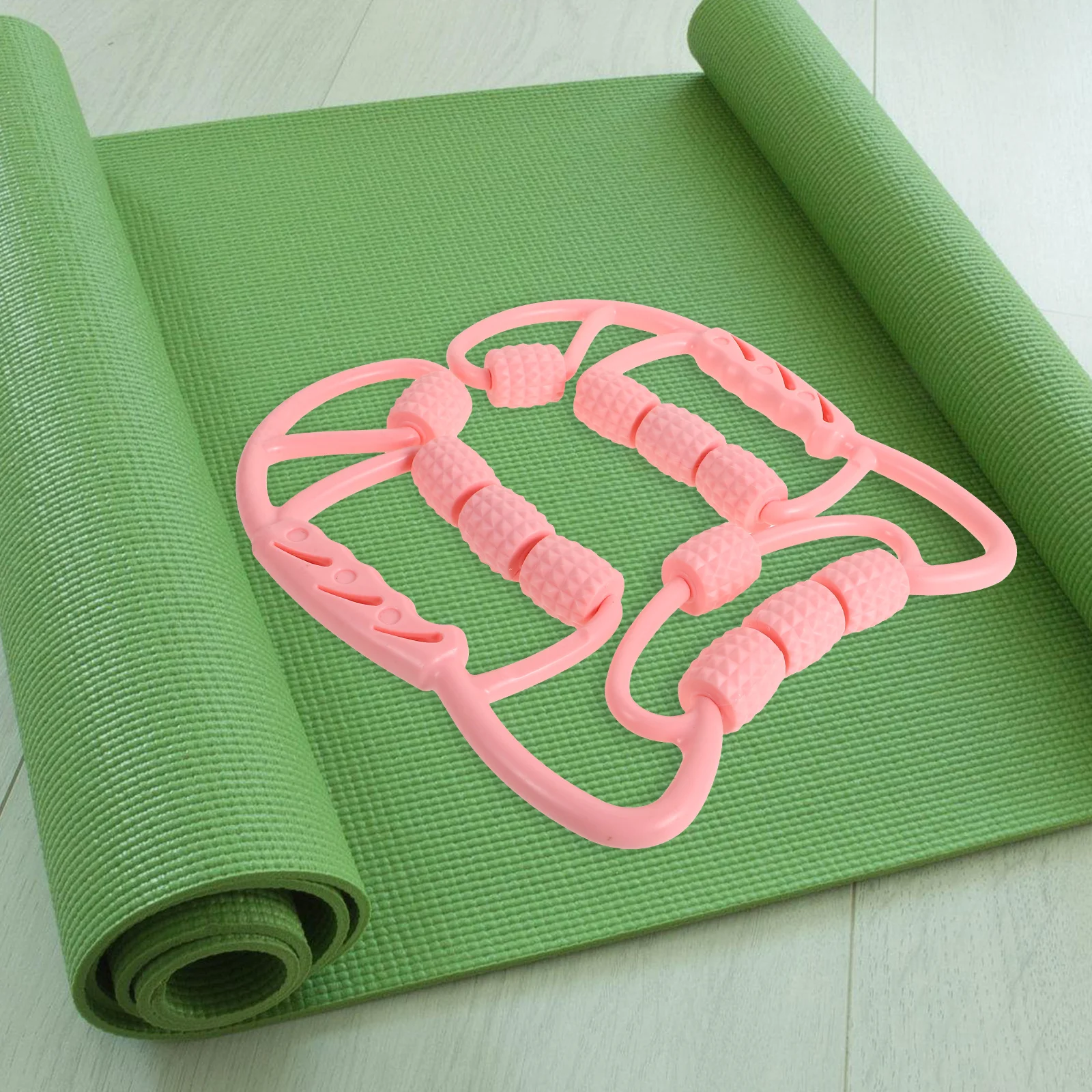 

12 Wheel Ring Pink Leg Clamp Massager for Yoga Muscle Relaxation Durable Portable Calf Roller Deep Tissue