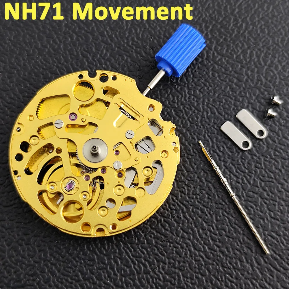 Gold NH71 NH71A automatic mechanical movement Japanese movement high-precision skeleton NH71 mechanical modification parts