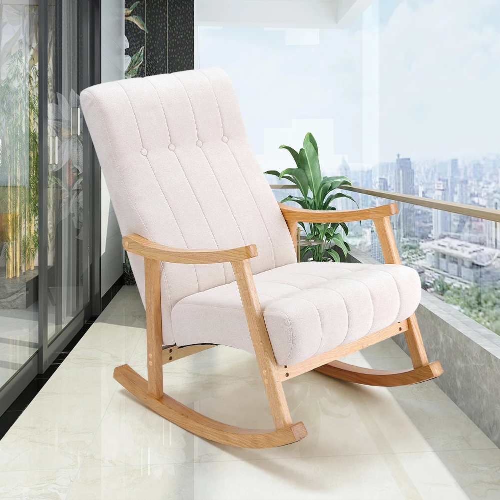 Soft Comfortable Velvet Upholstered Tufting Rocking Chair