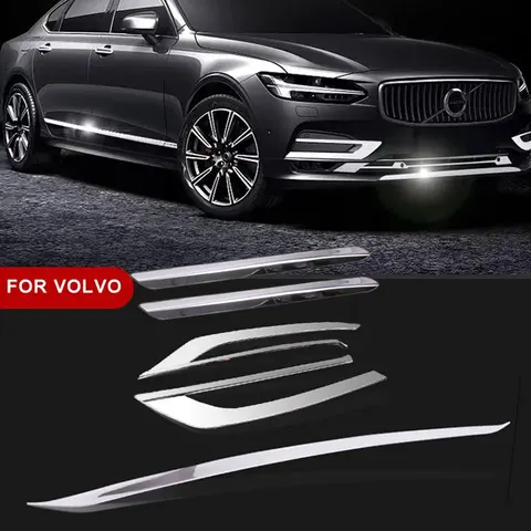 Декоративные наклейки-полоски для зеркал (черный хром/серебро) для Volvo S90 V90 V90CC, аксессуары для автомобиля, 2016-2020 гг.
