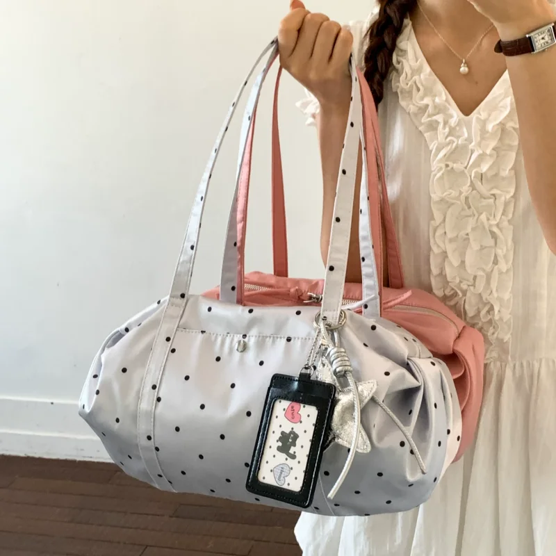 

Polka Dot Handbag For Women Korean Casual Boston Shoulder Bag Large Capacity Underarm Pillow Bag Fashion Daily Commuter Tote Bag