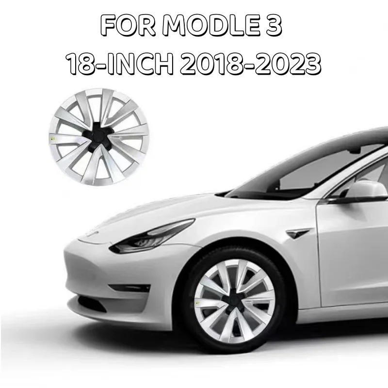 4PCS HubCap Car Replacement Performance Wheel Cover Cap Automobile Full Rim Cover Kits Part for Tesla Model 3 18 Inch 2018-2023