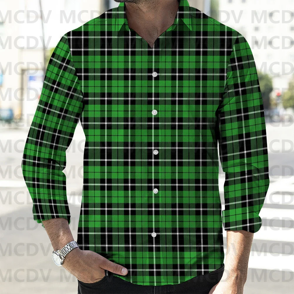 

Men's Christmas Plaid 3D Printed Casual Long Sleeved Shirt Button Down Shirts Spring Mens Casual Lapel Shirt