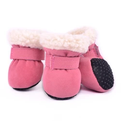 4pcs/set Winter Warm Pet Dog Shoes Thick Anti-slip Snow Boots For Small Dogs Cats Puppy Chihuahua Socks Booties Pet Footwear