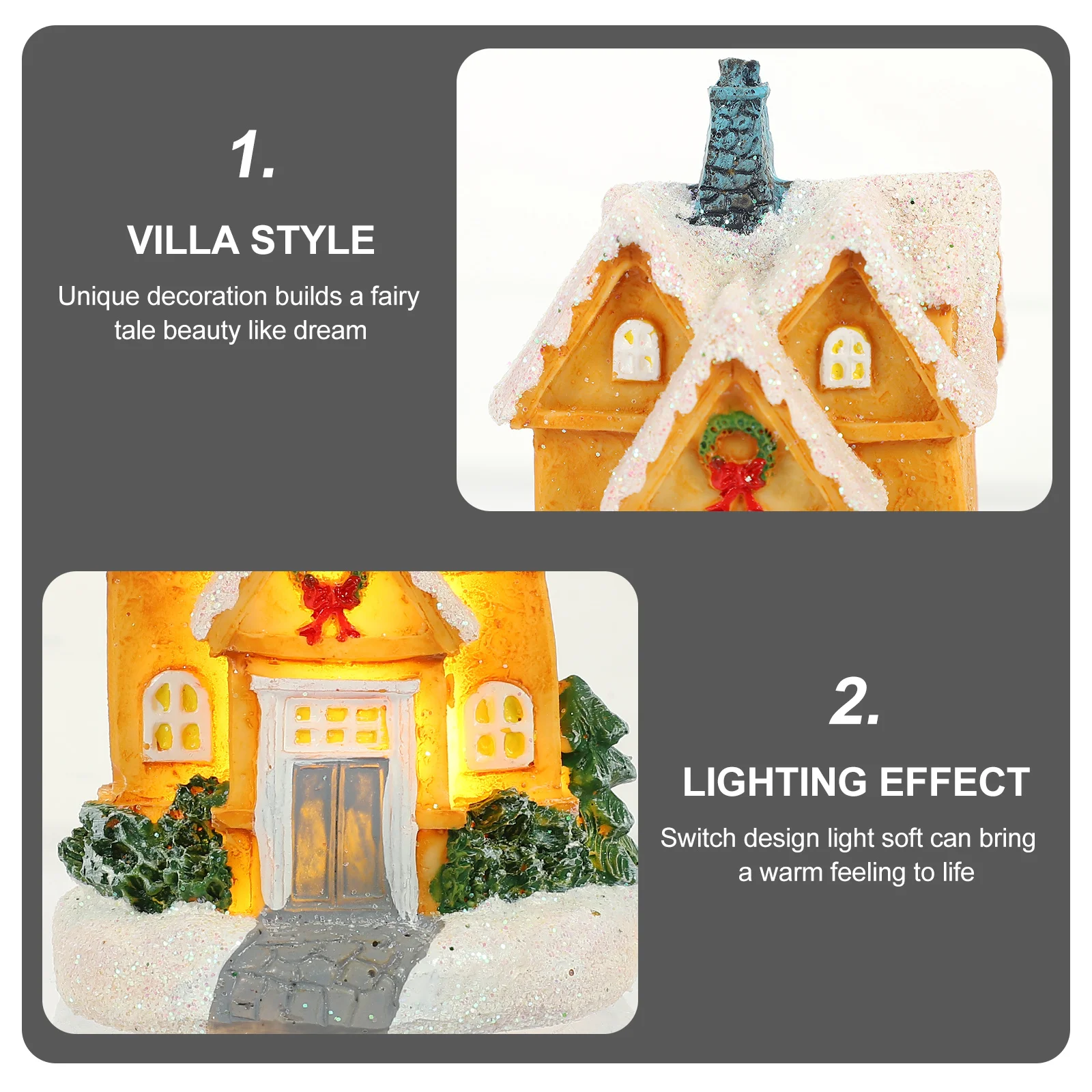 

Resin Xmas Mini Lighted House Decorative Luminous Christmas Ornament for Tabletop Party Decoration Supplies Xmas House