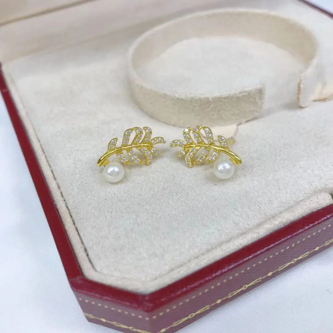 

Оптовая продажа, серьги из стерлингового серебра S925, фурнитура для крепления, базовые монтажные детали, аксессуар для жемчуга 4-5 мм, 5 пар/лот