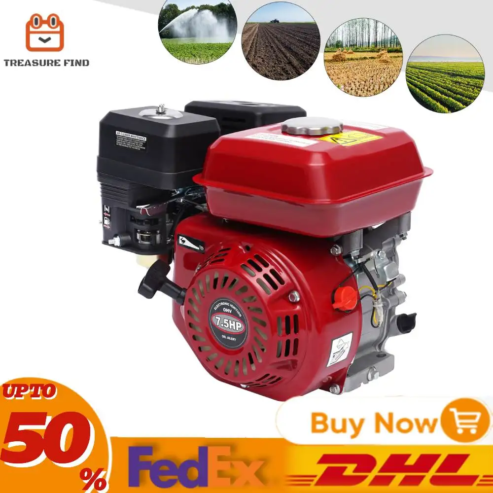 4-Stroke Petrol Engine Standing Motor  Single Cylinder Tiller with Oil Alarm 5.1 KW / 3600 RPM Replacement Engine Air Cooling