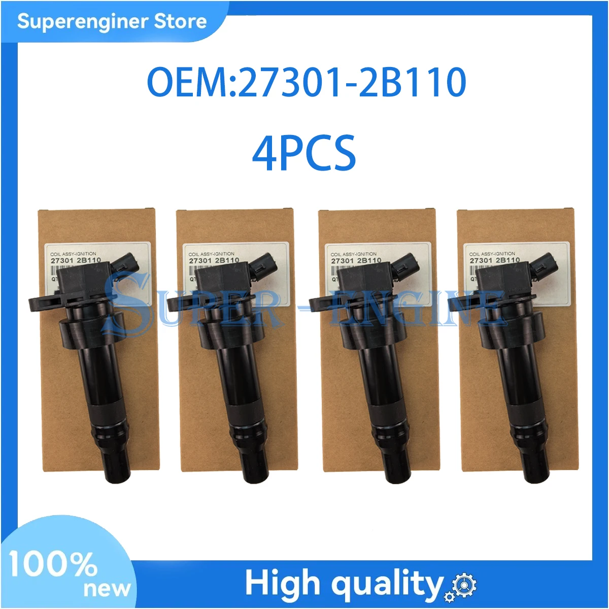 

4PPCS Brand New 27301-2B110 Ignition Coil For 2013-2015 Hyundai Veloster 2014-2016 Kia Forte Koup Forte Turbo 1.6L 273012B110