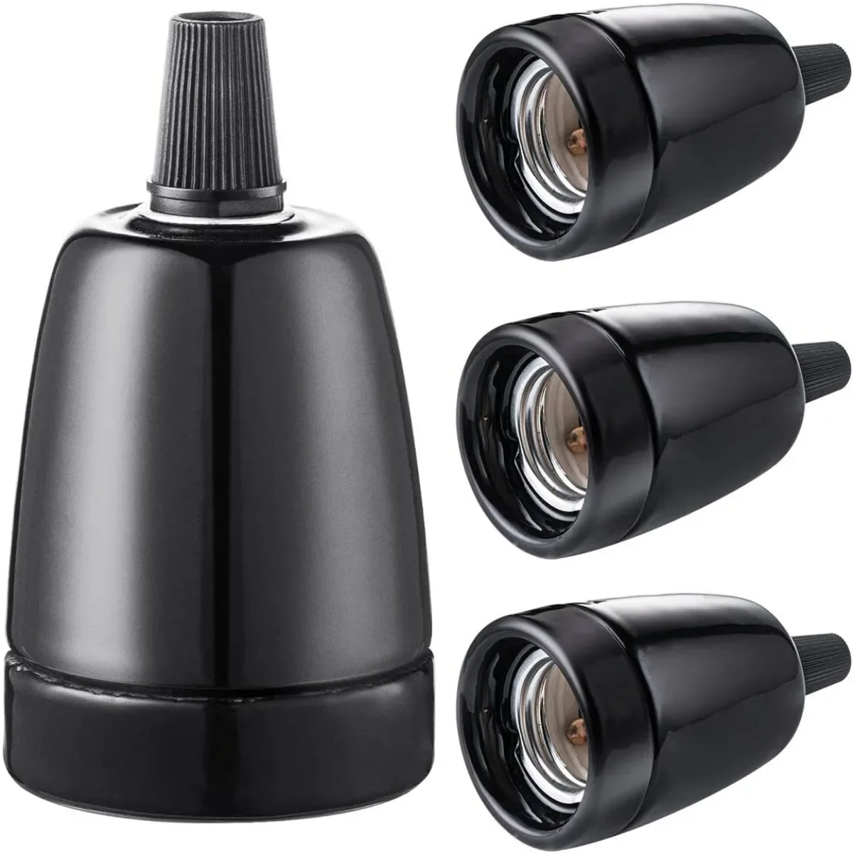 JOYINLED 1/10PCS Black white E27 Lamp Holder Made of Porcelain | Suitable for E27 Bulb Ceramic Lamp Holder Porcelain Bulb Socket