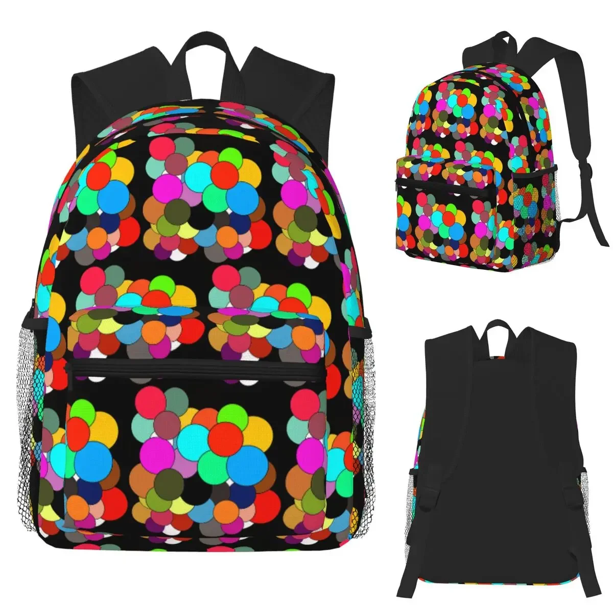 

Красочные геометрические круги с узором, студенческий рюкзак, школьная сумка, походный дорожный рюкзак для мужчин и женщин, сумки на плечо