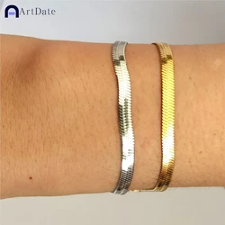 Minimalist 16+5cm Classic Snake Chain Bracelet Gold Color Width 2/3/4MM Stainless Steel Chain Bracelet For Women Jewelry Gift