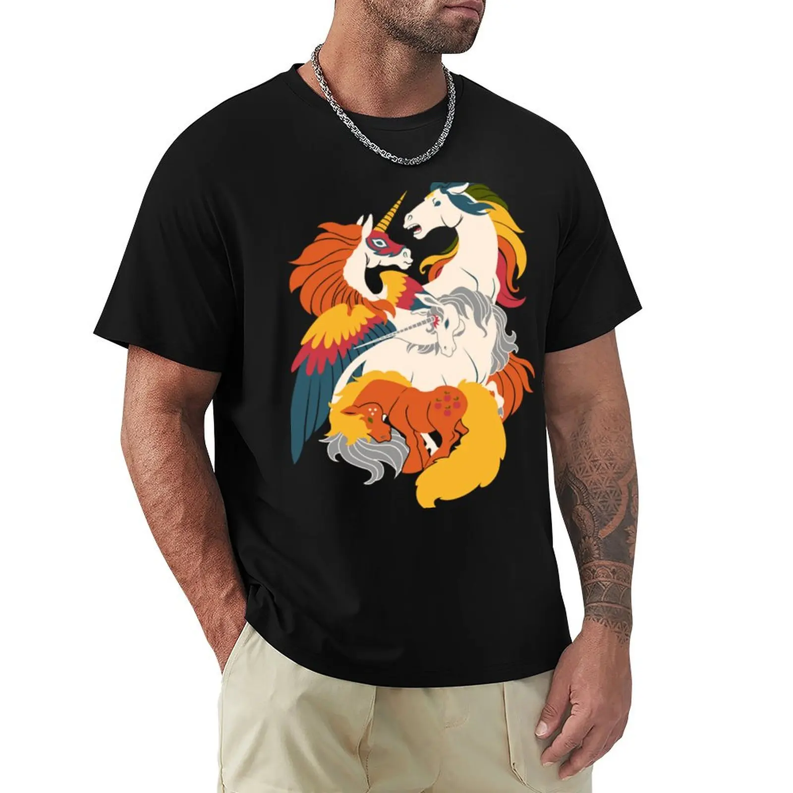 Four Horses of the Nostalgialypse T-Shirt Plus Size Simple Casual Top