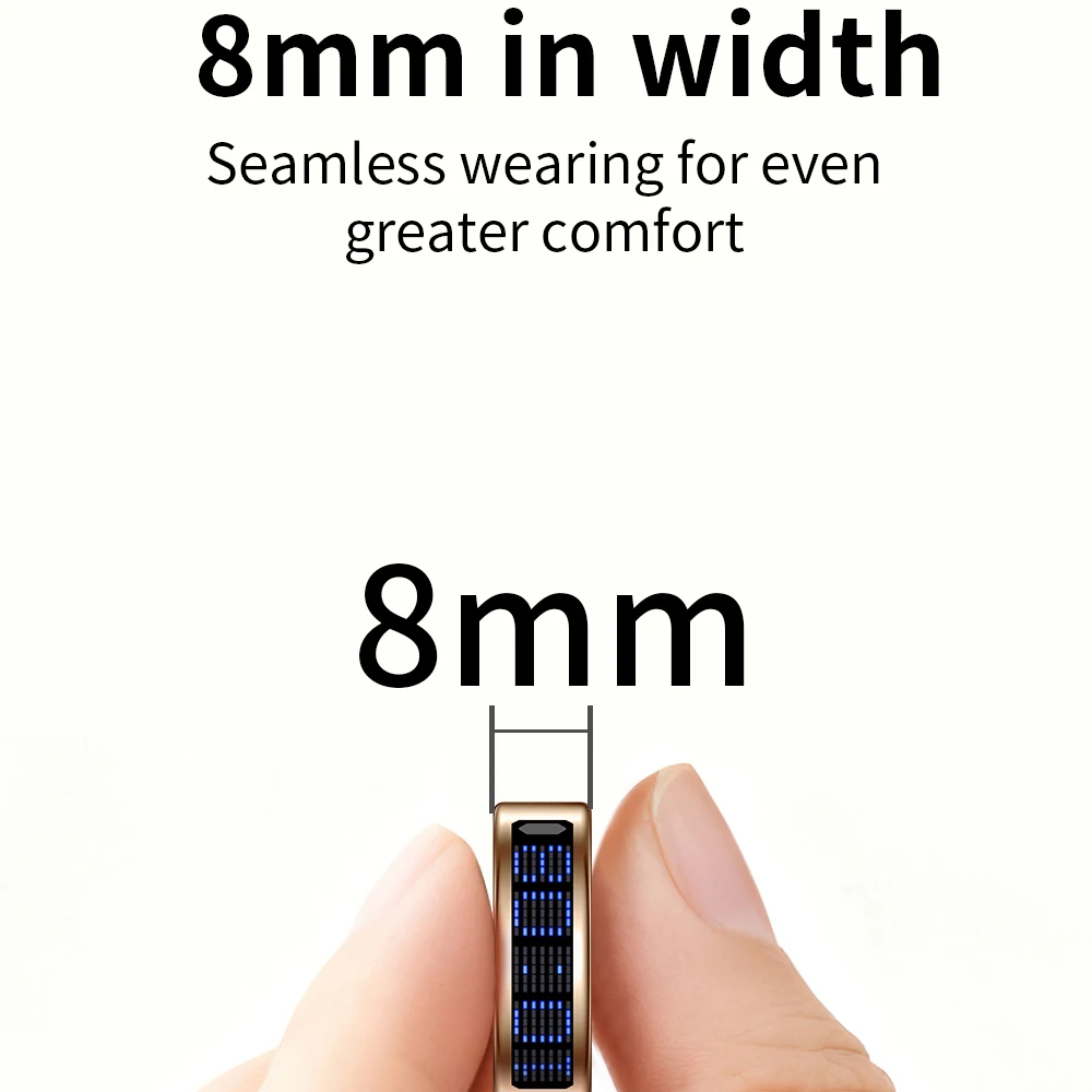 حلقة ذكية رفيعة للغاية وخفيفة الوزن، شاشة عرض متعددة الوظائف، معدل ضربات القلب، النوم، الصحة، معرف المتصل، تذكير، كشف الحركة، مقاوم للماء