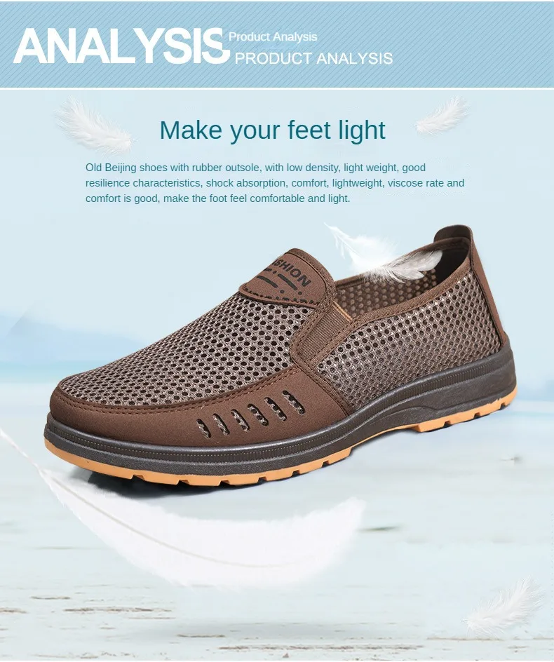 Men's Shoes Summer Breathable Mesh Slip-On Dad/Elderly Shoes Non-Slip Orthopedic Comfort Lightweight Canvas Shoes
