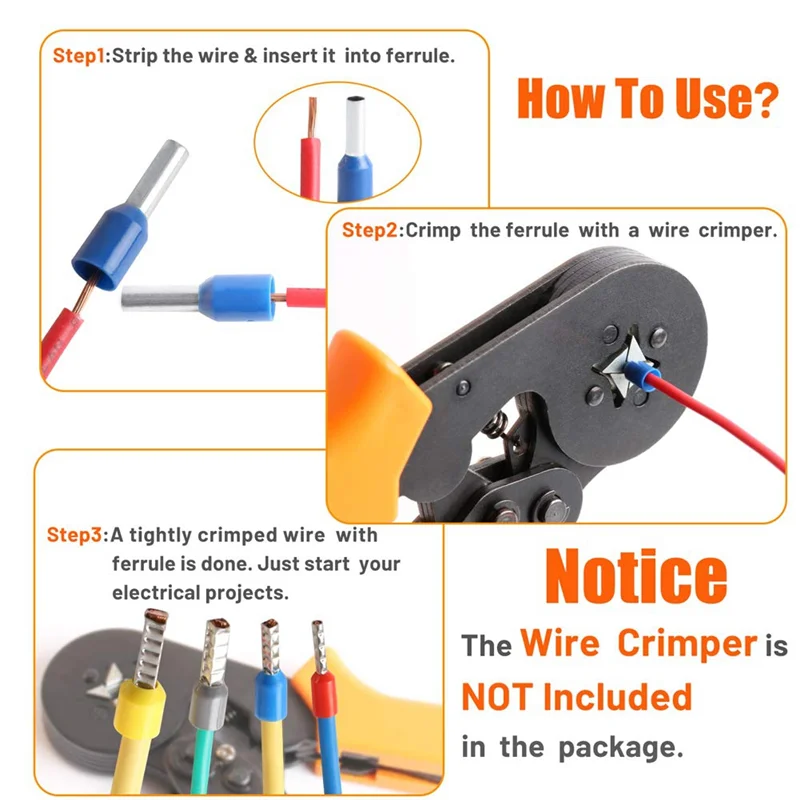 

A01F-1400 Piece Wire Ferrule Connectors Kit As Shown Plastic+Metal Nylon Insulated Pin Cord End Connectors