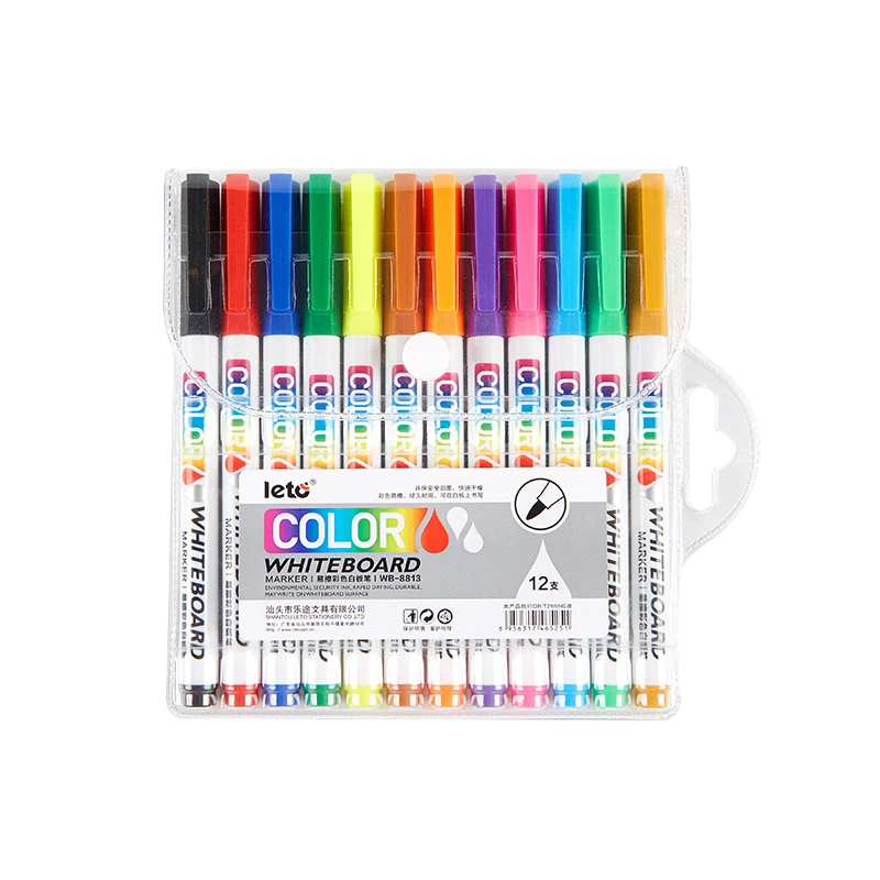 12 Color Whiteboard Markers Pen Fine Tip Dry Erase Marker Pen for Kids Graffiti Writing Drawing Office School Calendar Boards