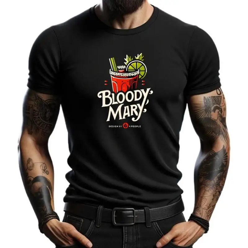 تي شيرت Black Bloody Mary للرجال بتصميم حصري لحفلات الكوكتيل من 4 أشخاص طراز عتيق وحديث