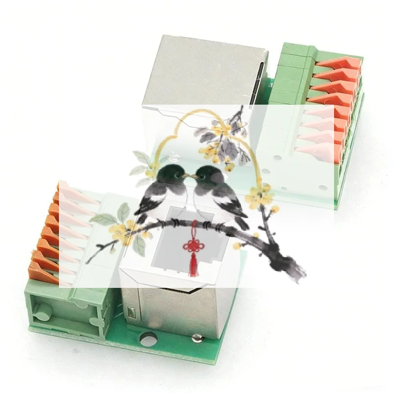 1Pcs Data Adapter Board Female Socket Guide Rail Installation Terminals Connector RJ45 Network Port Terminal Block Welding Free